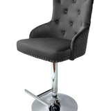Majestic Grey Brushed Velvet Bar Stool With Lion Knocker-Esme Furnishings