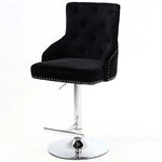 Majestic Black Brushed Velvet Bar Stool With Lion Knocker-Esme Furnishings