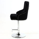 Majestic Black Brushed Velvet Bar Stool With Lion Knocker-Esme Furnishings