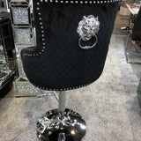 Majestic Black Brushed Velvet Bar Stool With Lion Knocker-Esme Furnishings