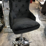 Majestic Black Brushed Velvet Bar Stool With Lion Knocker-Esme Furnishings