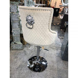 Majestic Mink Brushed Velvet Bar Stool With Lion Knocker-Esme Furnishings