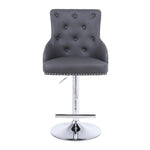 Majestic Grey PU Faux Leather Barstool With Lion Knocker-Esme Furnishings