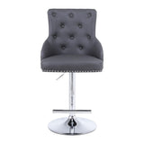 Majestic Grey PU Faux Leather Barstool With Lion Knocker-Esme Furnishings