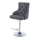 Majestic Grey PU Faux Leather Barstool With Lion Knocker-Esme Furnishings