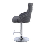 Majestic Grey PU Faux Leather Barstool With Lion Knocker-Esme Furnishings