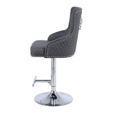 Majestic Grey PU Faux Leather Barstool With Lion Knocker-Esme Furnishings