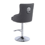Majestic Grey PU Faux Leather Barstool With Lion Knocker-Esme Furnishings