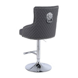Majestic Grey PU Faux Leather Barstool With Lion Knocker-Esme Furnishings