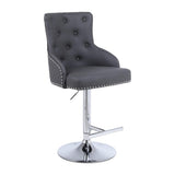 Majestic Grey PU Faux Leather Barstool With Lion Knocker-Esme Furnishings