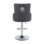 Majestic Grey PU Faux Leather Barstool With Lion Knocker-Esme Furnishings