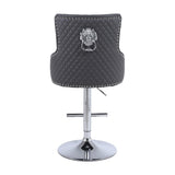 Majestic Grey PU Faux Leather Barstool With Lion Knocker-Esme Furnishings
