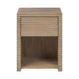 DI Designs Wickham Natural Oak Wood Ribbed Square Bedside Table | 1 Drawer