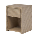 DI Designs Wickham Natural Oak Wood Ribbed Square Bedside Table | 1 Drawer