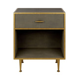 DI Designs Hampton Grey Shagreen & Gold Square Standing Bedside Table