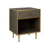 DI Designs Hampton Grey Shagreen & Gold Square Standing Bedside Table