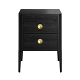 DI Designs Abberley Black Oak Wood & Gold Bedside Table | 2 Drawers