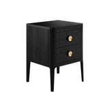 DI Designs Abberley Black Oak Wood & Gold Bedside Table | 2 Drawers