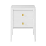 DI Designs Abberley White Oak Wood & Gold Bedside Table | 2 Drawers