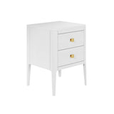DI Designs Abberley White Oak Wood & Gold Bedside Table | 2 Drawers