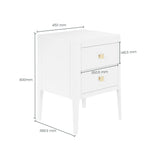 DI Designs Abberley White Oak Wood & Gold Bedside Table | 2 Drawers