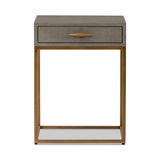 DI Designs Hampton Grey Shagreen & Gold Square Bedside Table