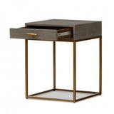 DI Designs Hampton Grey Shagreen & Gold Square Bedside Table