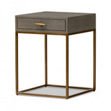 DI Designs Hampton Grey Shagreen & Gold Square Bedside Table