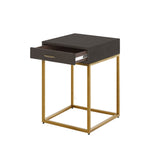 DI Designs Hampton Brown Faux Shagreen & Antique Brass Side Table