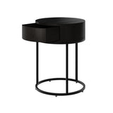 DI Designs Hampton Black Oak Wood Round Bedside Table