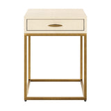 DI Designs Hampton Ivory Shagreen & Gold Square Bedside Table