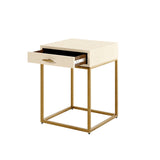 DI Designs Hampton Ivory Shagreen & Gold Square Bedside Table