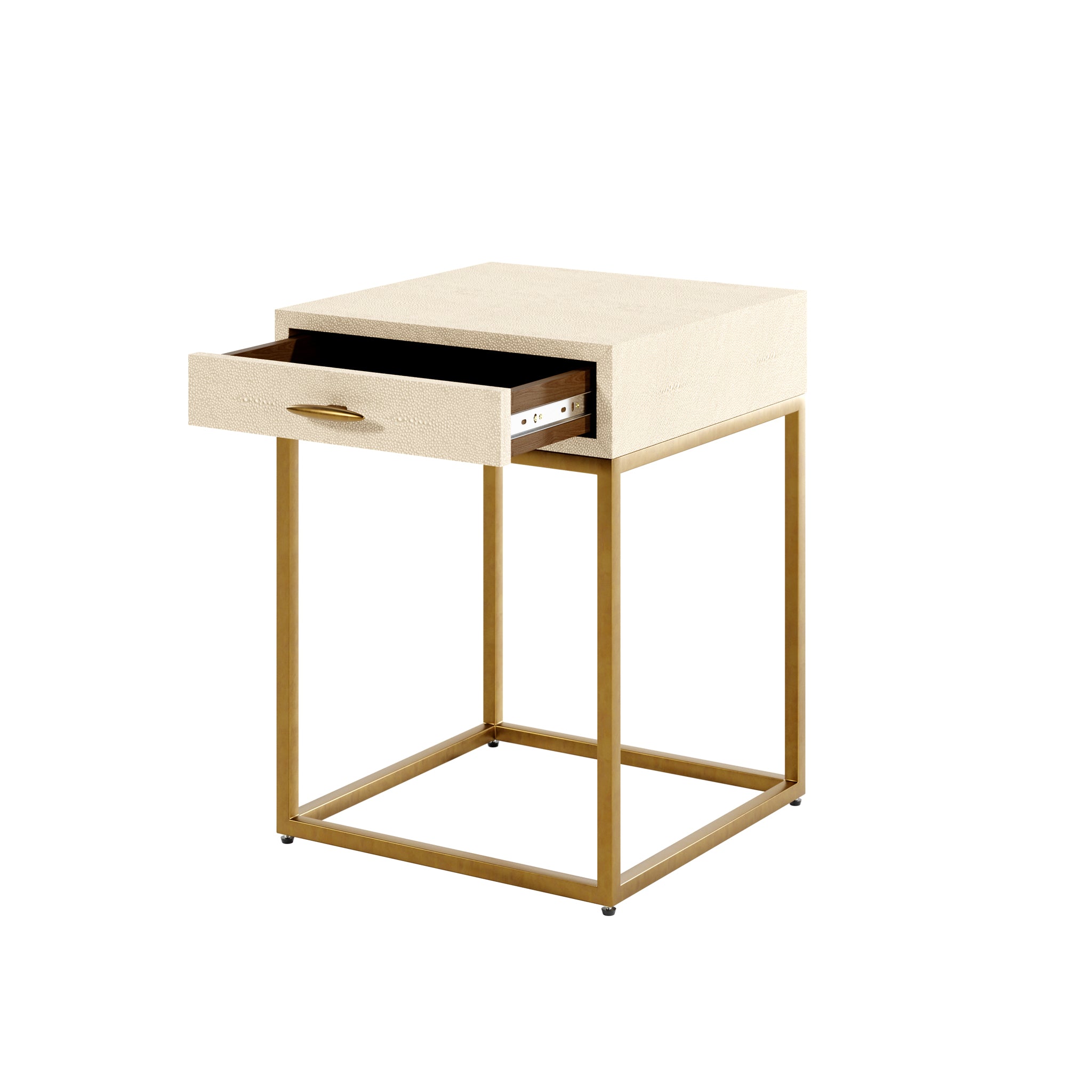 DI Designs Hampton Ivory Shagreen & Gold Square Bedside Table