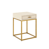 DI Designs Hampton Ivory Shagreen & Gold Square Bedside Table