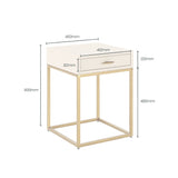 DI Designs Hampton Ivory Shagreen & Gold Square Bedside Table