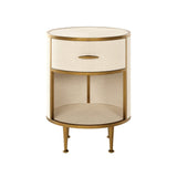 DI Designs Hampton Ivory Shagreen & Gold Round Bedside Table