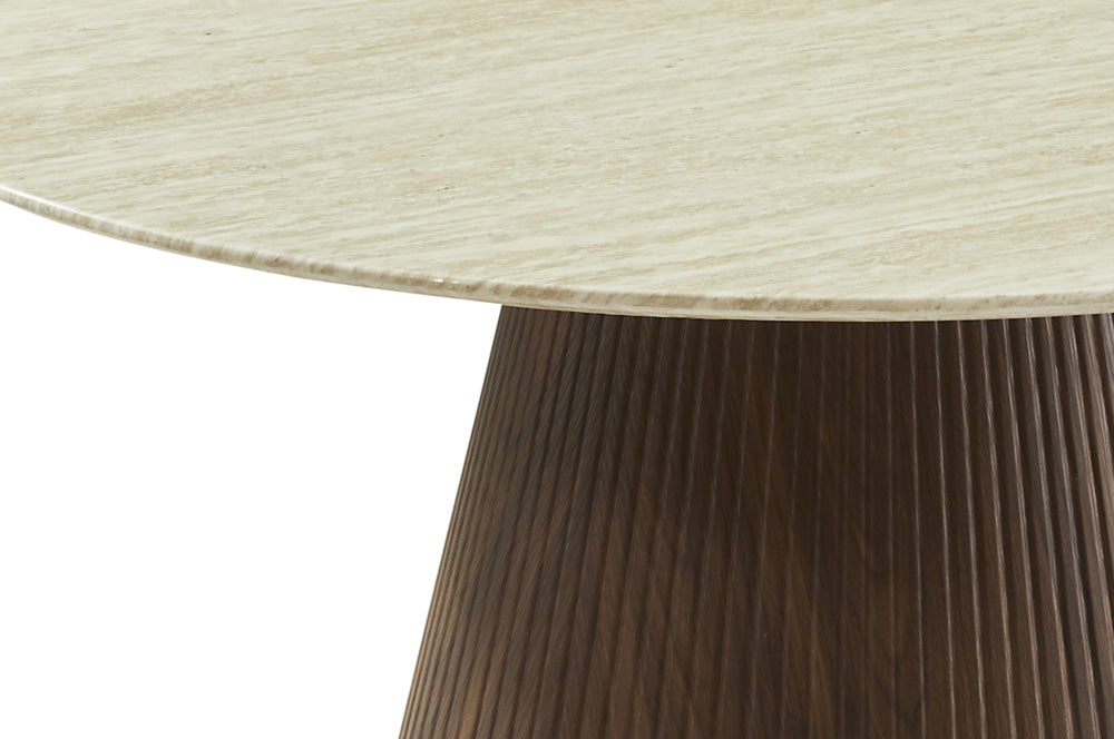 Berkeley Designs Milan 120CM Round Dining Table White Marble Walnut