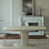 Ella 130-190cm Italian Cream Travertine Ceramic Marble Side Swivel Extending Dining Table