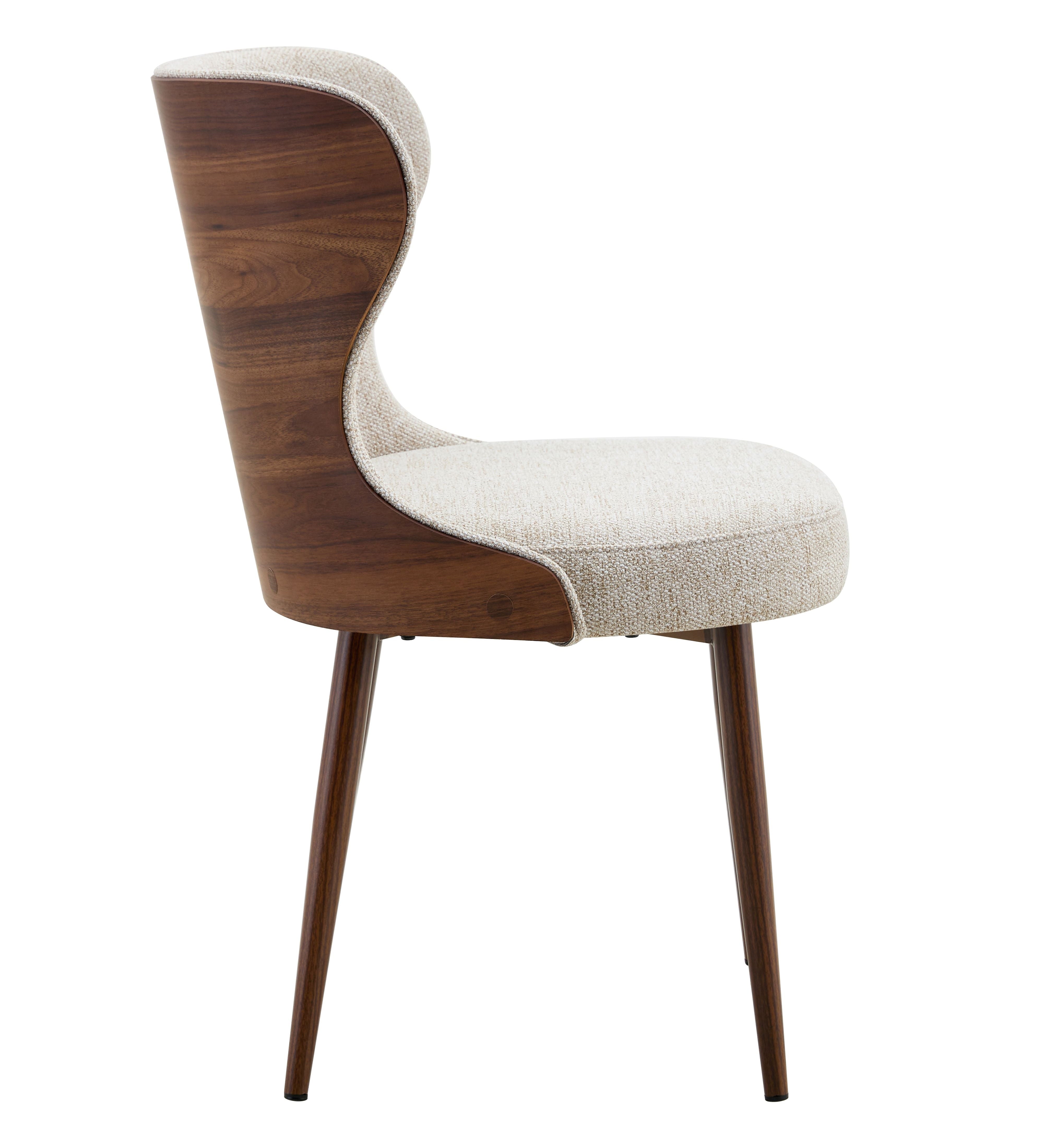 Bella Walnut Wood & Light Taupe Fabric Dining Chair