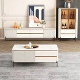 Bella White & Gold Premium Ribbed Coffee Table