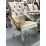 Louis 150cm Beige Marble Dining Table + Belle Plush Velvet Knocker Chairs-Esme Furnishings