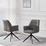 Berlish PU Leather Swivel Dining Chairs With Black Metal Base - Pairs - 2 Colours