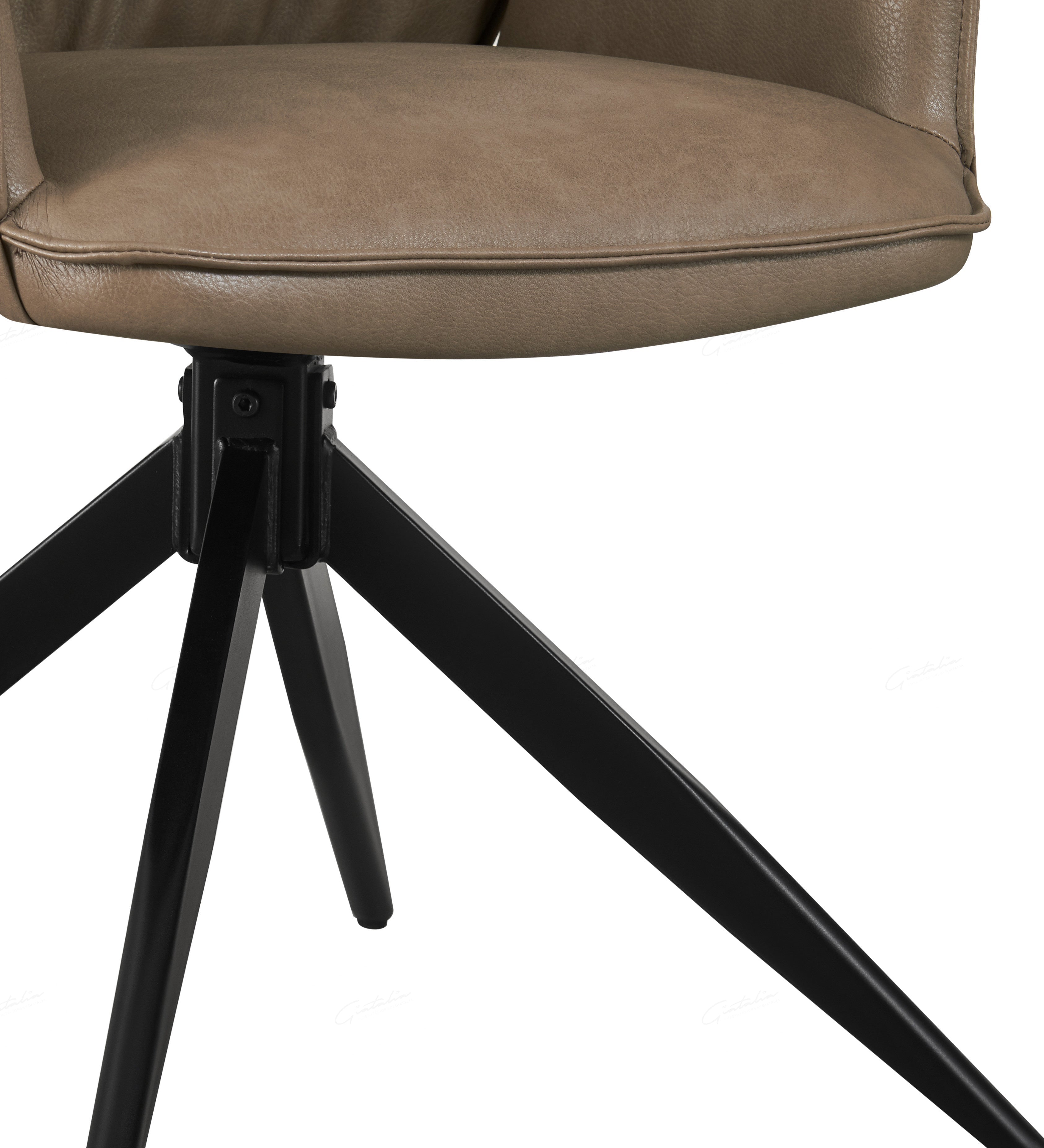 Berlish PU Leather Swivel Dining Chairs With Black Metal Base - Pairs - 2 Colours