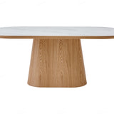 Bianca 200cm Oval Beech & White Ceramic Marble Dining Table