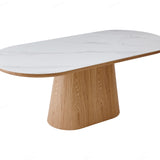 Bianca 200cm Oval Beech & White Ceramic Marble Dining Table