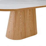 Bianca 200cm Oval Beech & White Ceramic Marble Dining Table
