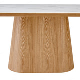 Bianca 200cm Oval Beech & White Ceramic Marble Dining Table