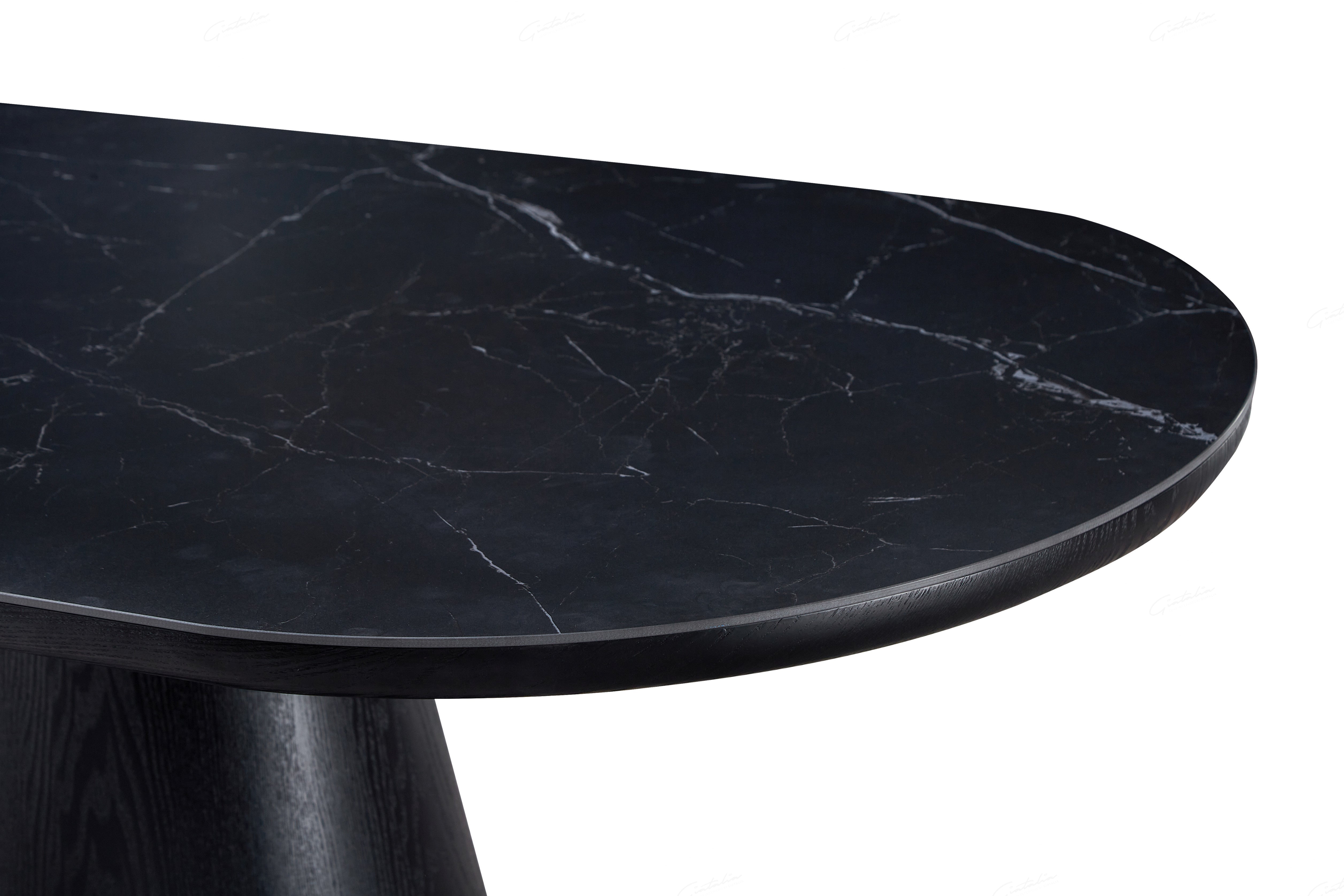 Bianca 200cm Oval Black Ceramic Marble Dining Table