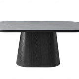 Bianca 200cm Oval Black & Grey Ceramic Marble Dining Table