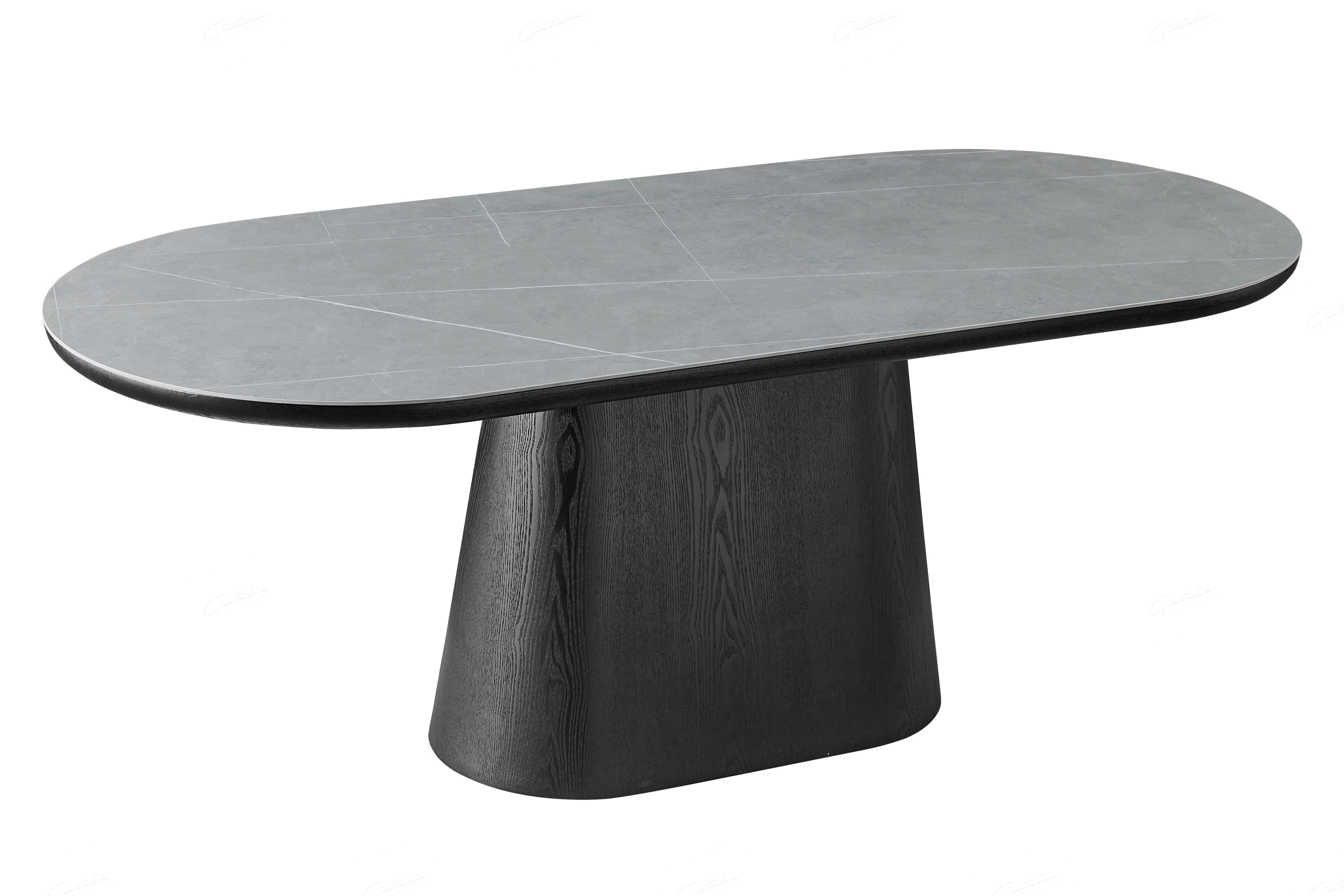 Bianca 200cm Oval Black & Grey Ceramic Marble Dining Table